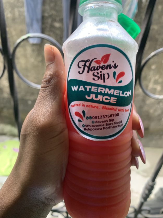 Havens sip watermelon juice